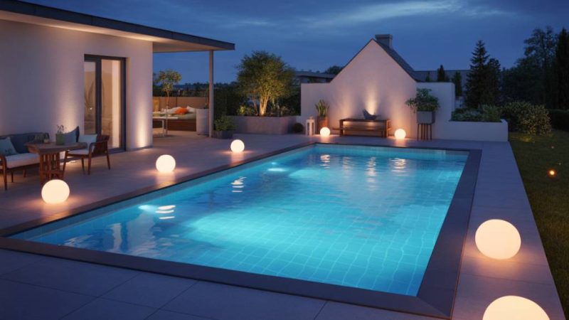 Éclairage et carrelage autour de la piscine : créer une ambiance nocturne esthétique et sécurisée