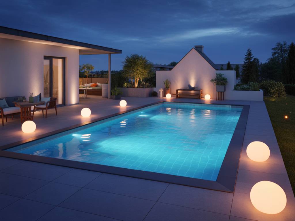 Éclairage et carrelage autour de la piscine : créer une ambiance nocturne esthétique et sécurisée